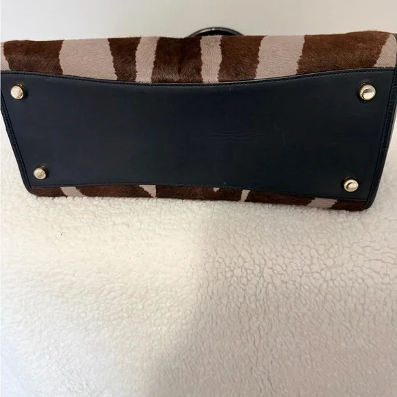 Coach Zebra Print Satchel in Brown and Black - Picture 12 of 14